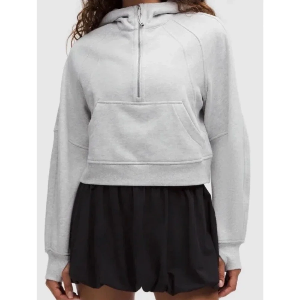 Lululemon Hoodie XS/S Scuba Oversized Half 1/2 Zip Gray Crop Fairy Athlesure